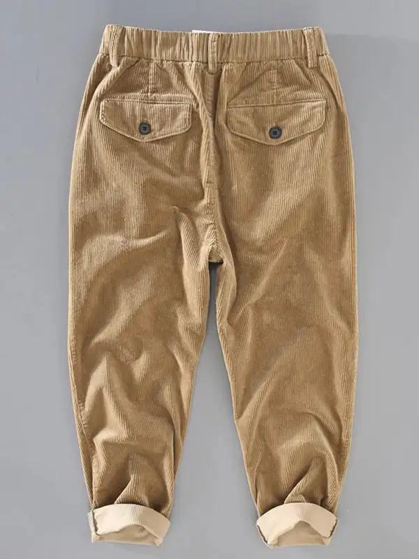 Men's Plus Size Corduroy Pleated Casual Pants