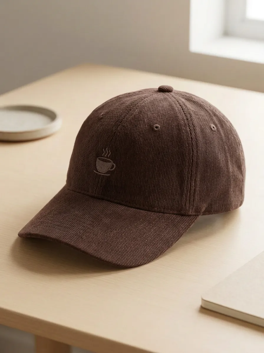 Coffee-Lover Corduroy Embroidered Minimal Unisex Baseball Cap