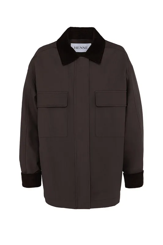 Chocolate Oversized Cotton Twill Jacket
