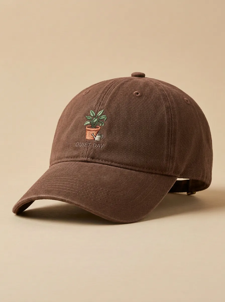 Plant-Lover Quiet-Day Embroidered Potted-Plant Unisex Baseball Cap