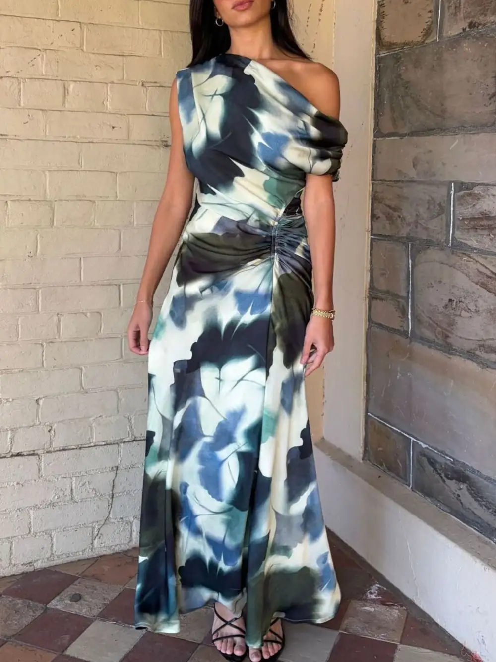 Smooth Finish Floral Printed Maxi Dress