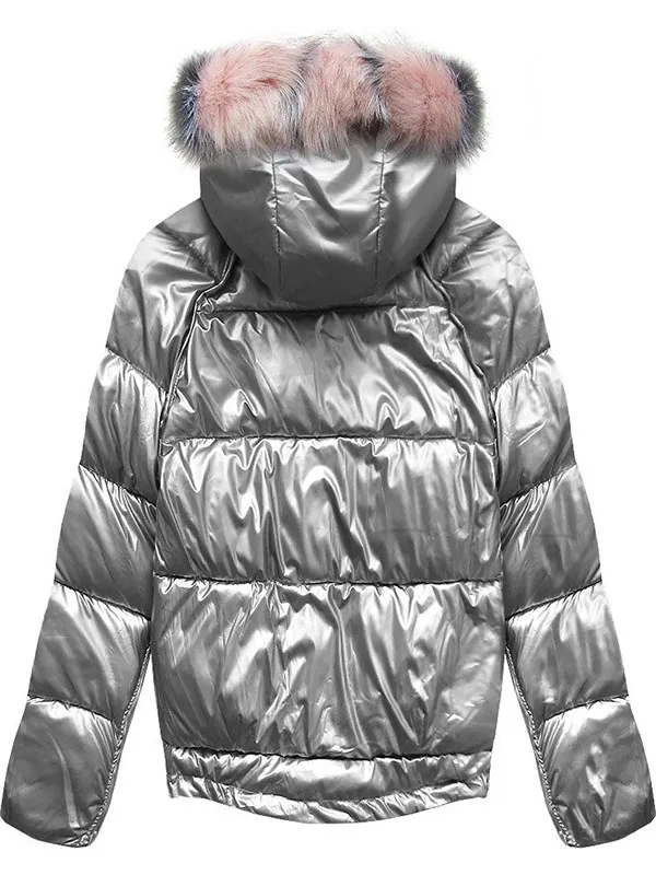 Ladies reversible winter jacket pink