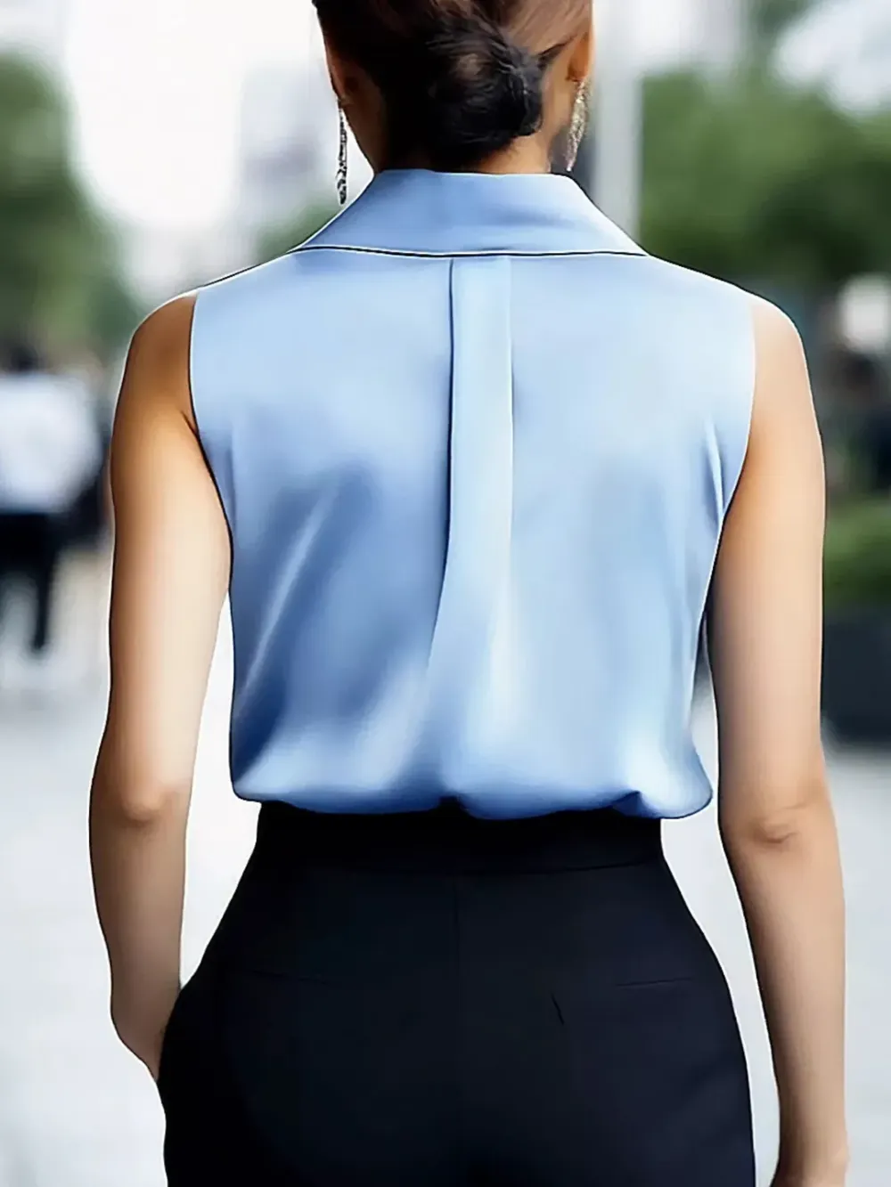 Fashion Satin Shirt Sleeveless Top