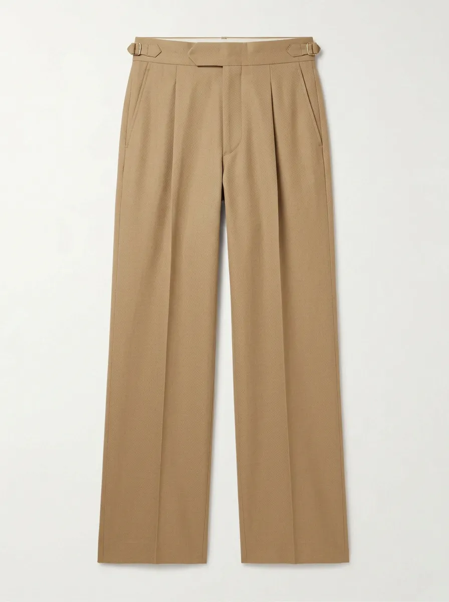 Men's Classic Khaki Side-Adjuster Pleated Trousers