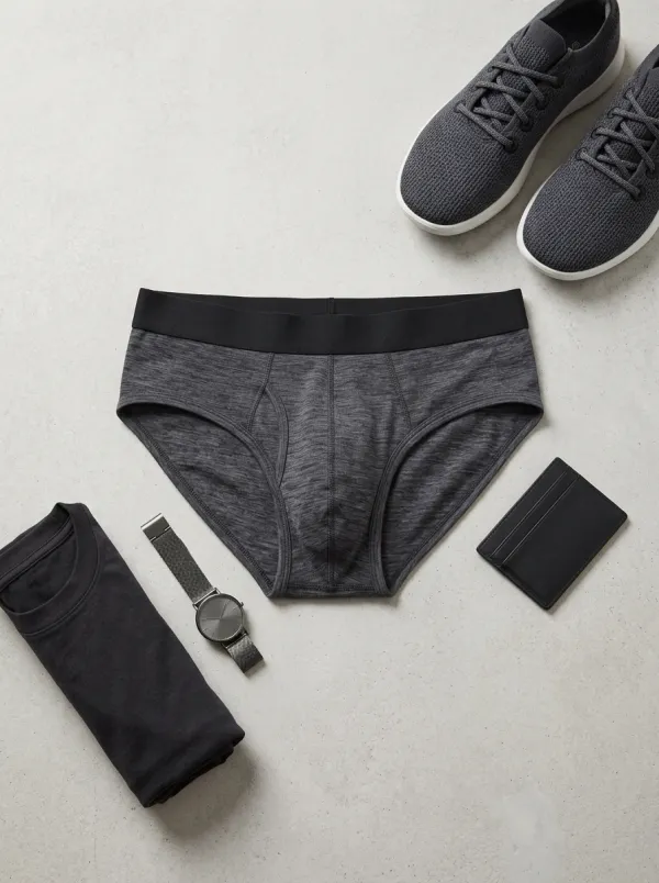 Men's Charcoal Heather Grey Solid Printed Briefs