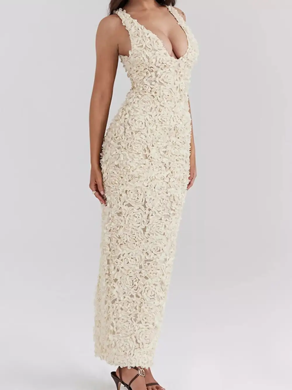Floral V Neck Maxi Dress