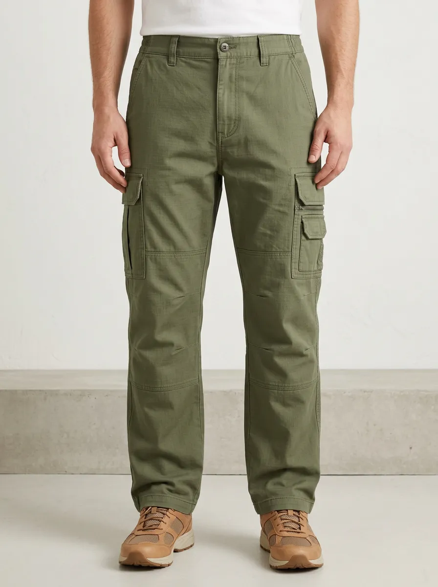 Men's Outdoor Tactical Olive Green Multi-Pocket Cargo Pants