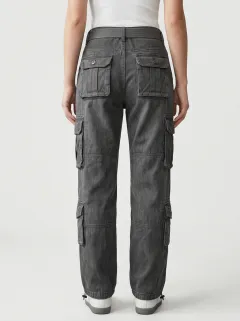 Flexible Geometric Pattern Multi Pocket Wardrobe Women's Multi Pocket Cargo Pants