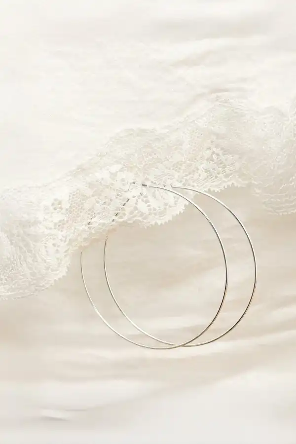 Slim Silver Tone Hoop Earrings