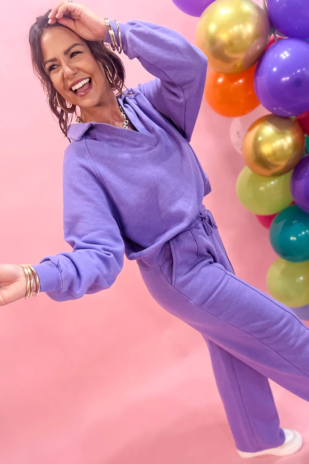Solid Pullover Soft Pants Lounge Set Comfort