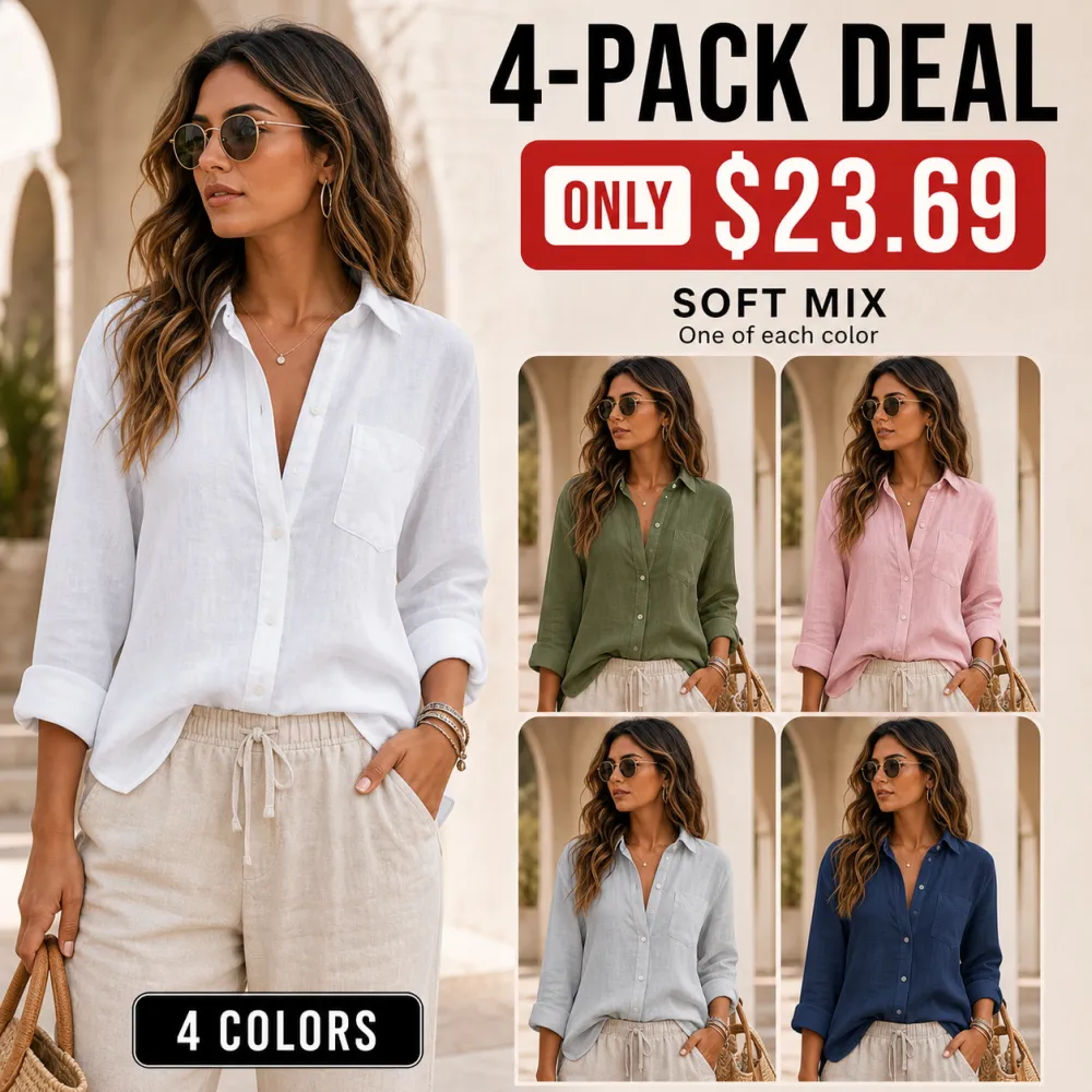 Women's Summer Linen Button-Down Long Sleeve Shirts