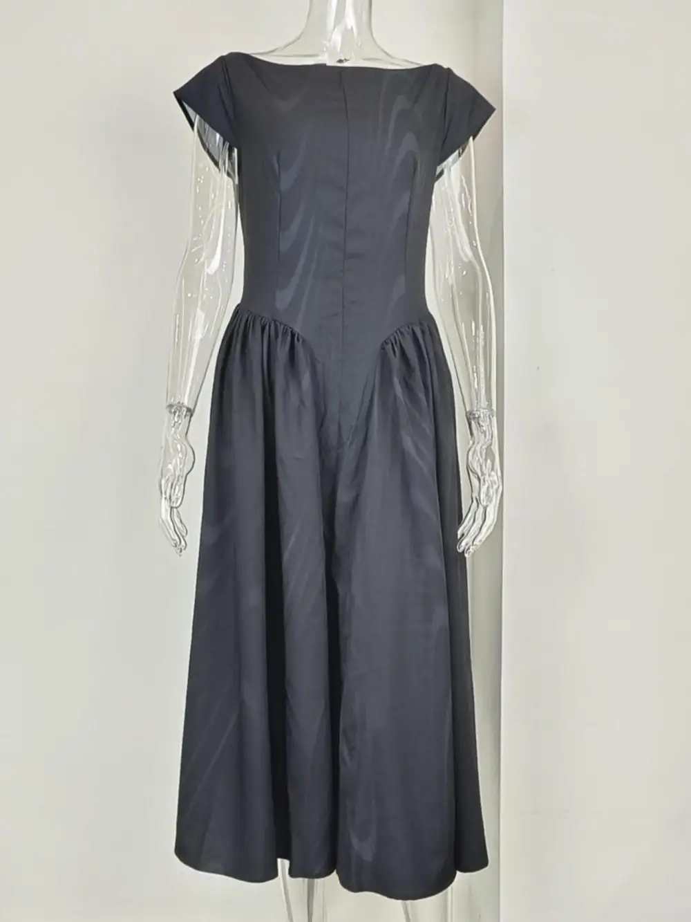 Polished Detail Cap Midi Dress