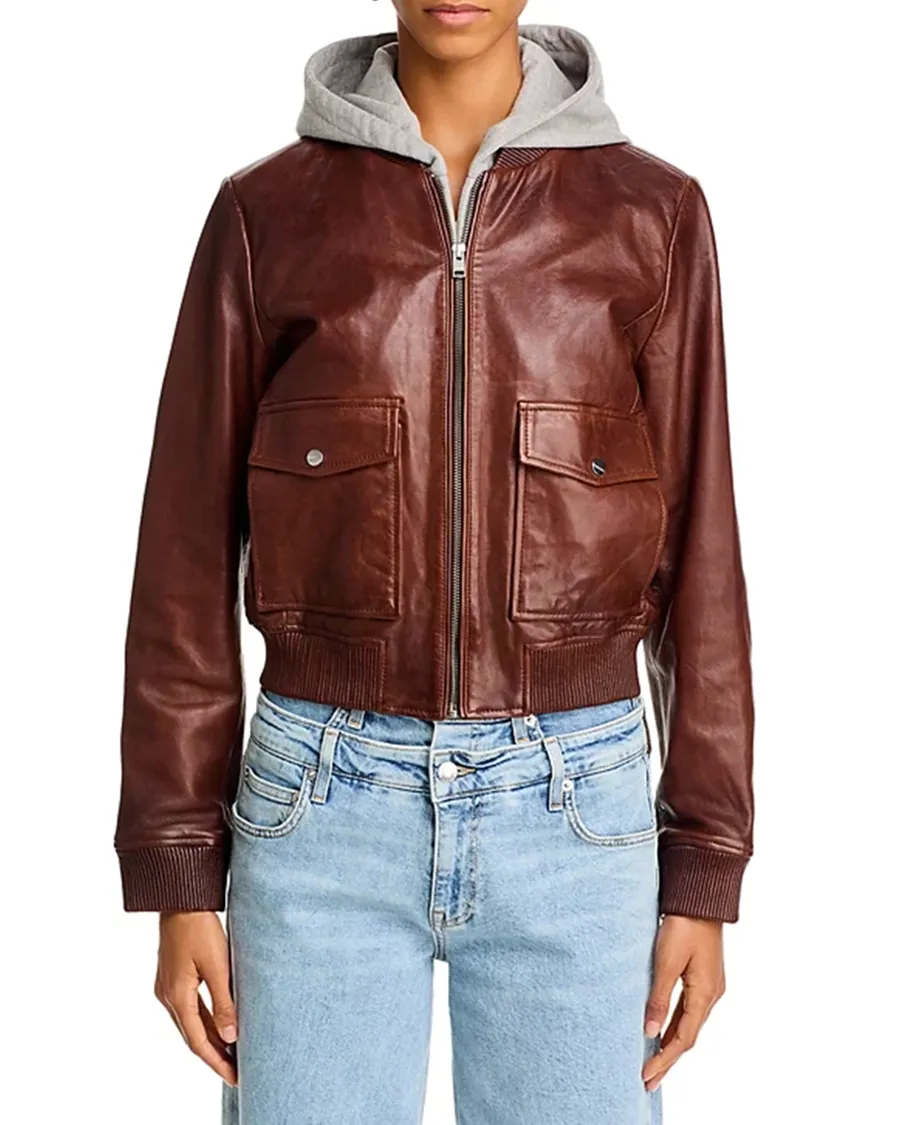 Casual Style Leather Bomber Jacket