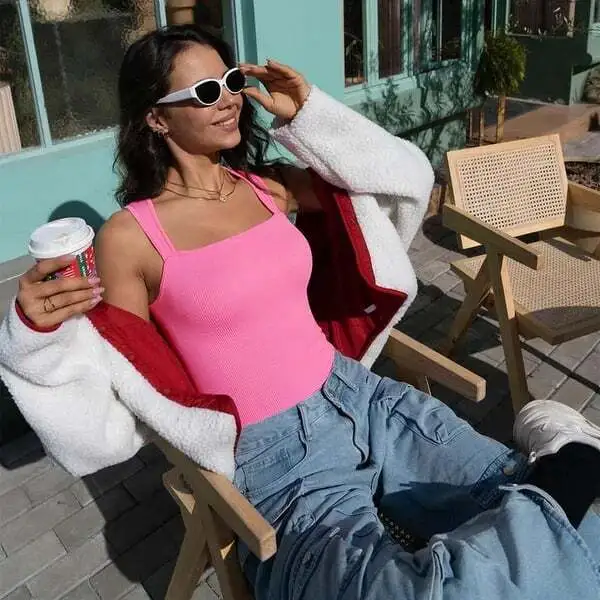 Bodysuits Stretchy Underwear Sexy Ribbed Square Neck Sleeveless Stretchy Tank Tops Bodysuits Soft Lady