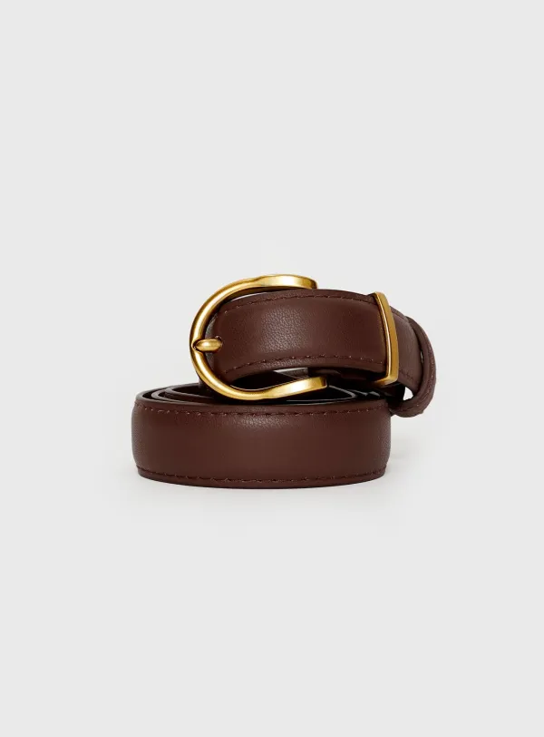 Leather Gold Buckle Belt