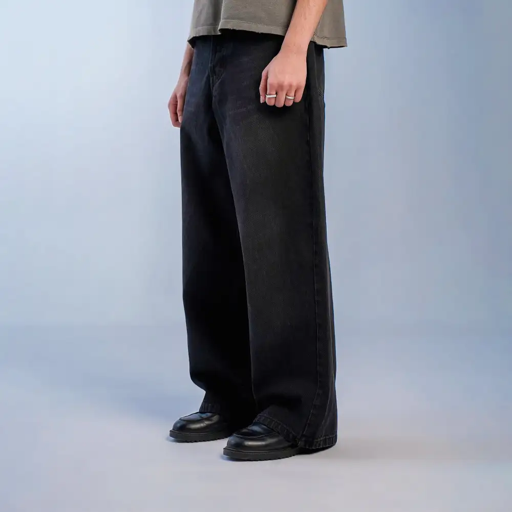 Men's Washed Whiskered Stretch Denim Jeans