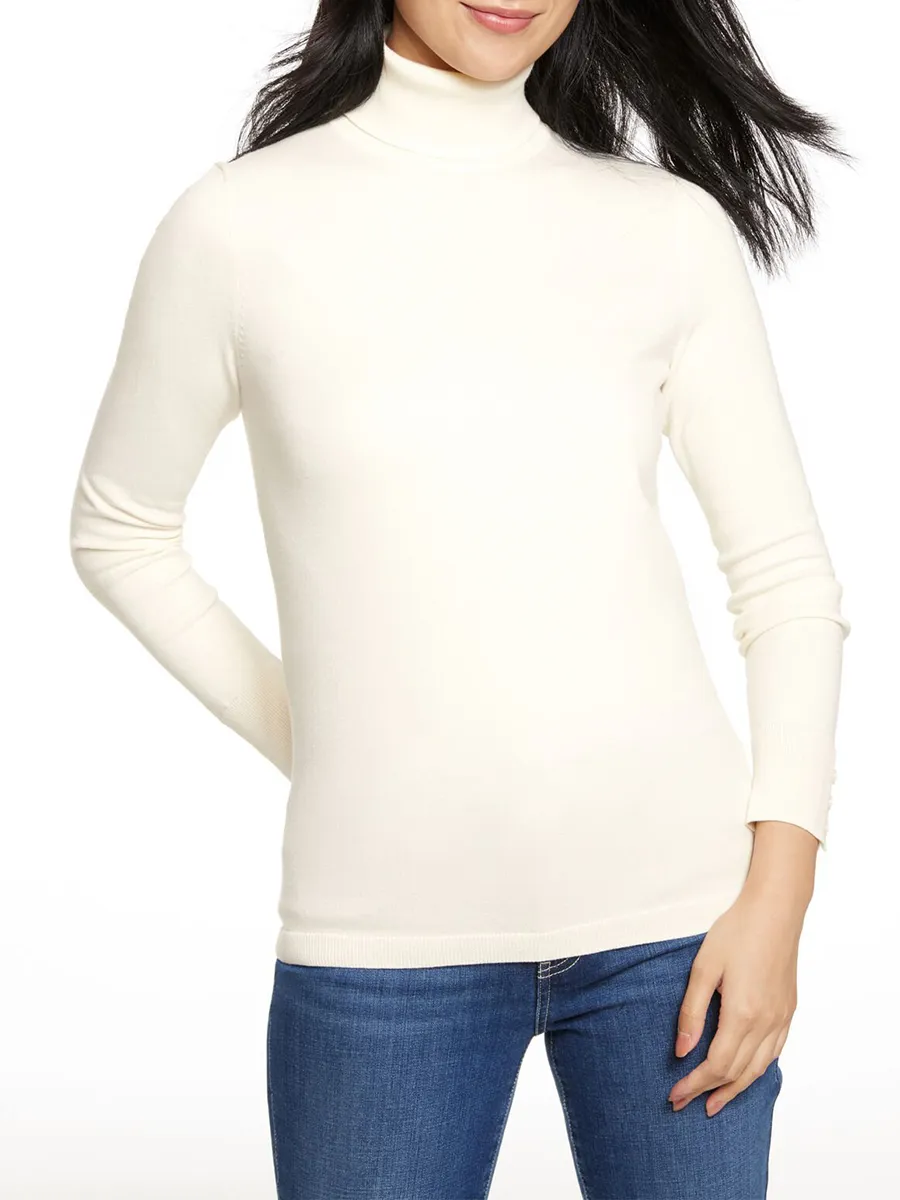 Women'S Simple And Stylish Knitted Pullover With A High Collar