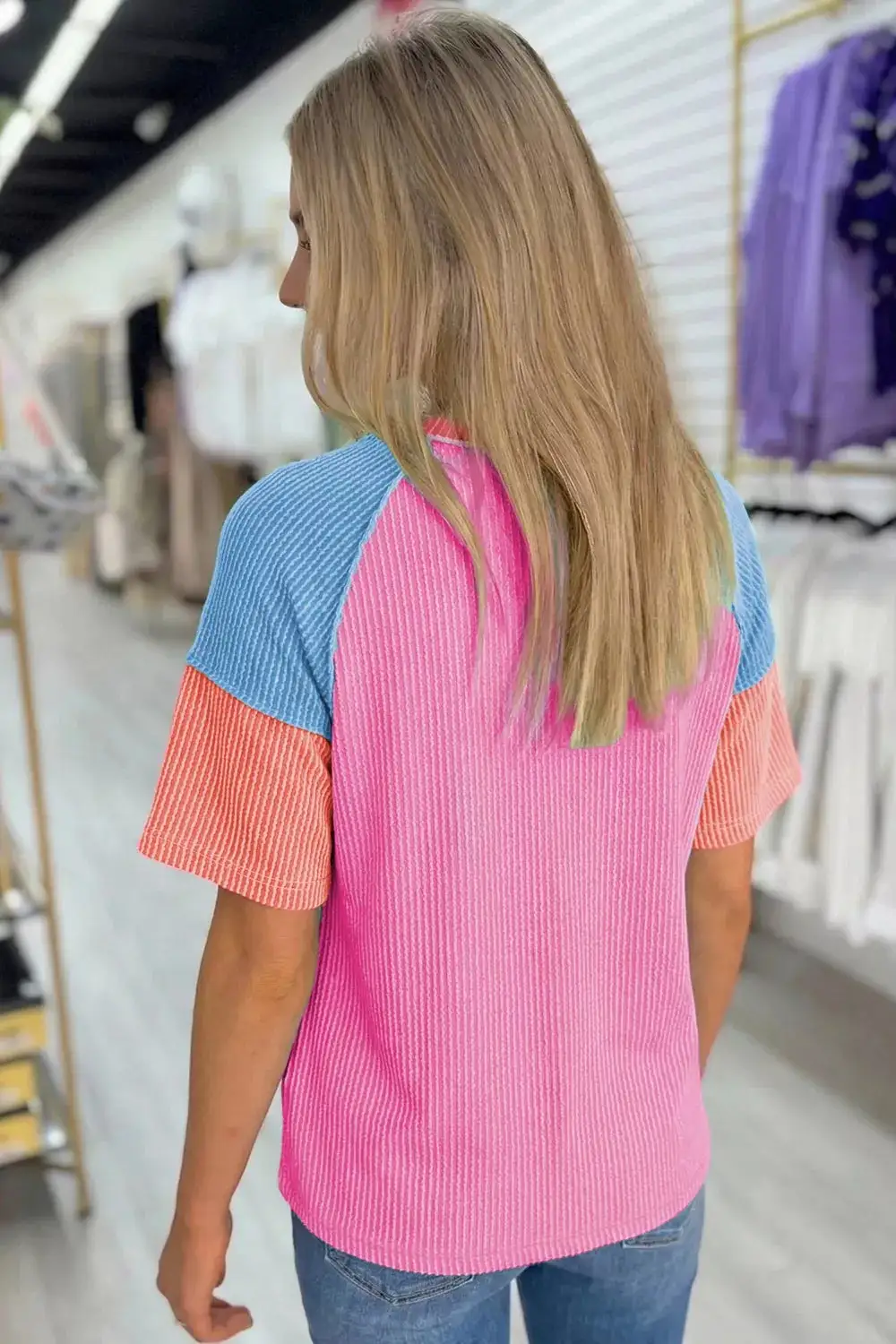 Color Block Twisted Ribbed Tee