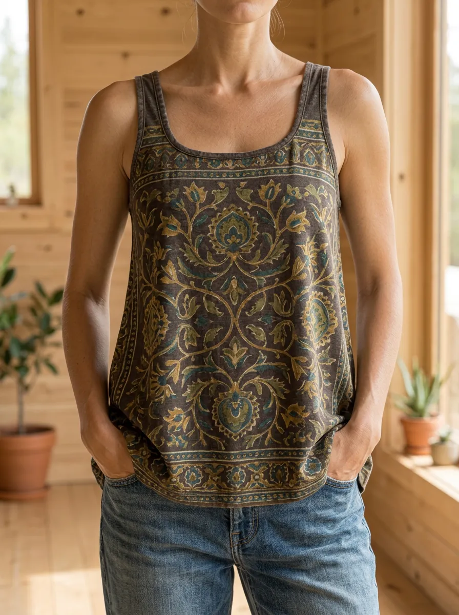 Women's Modern Bohemian Floral Paisley Tank Top