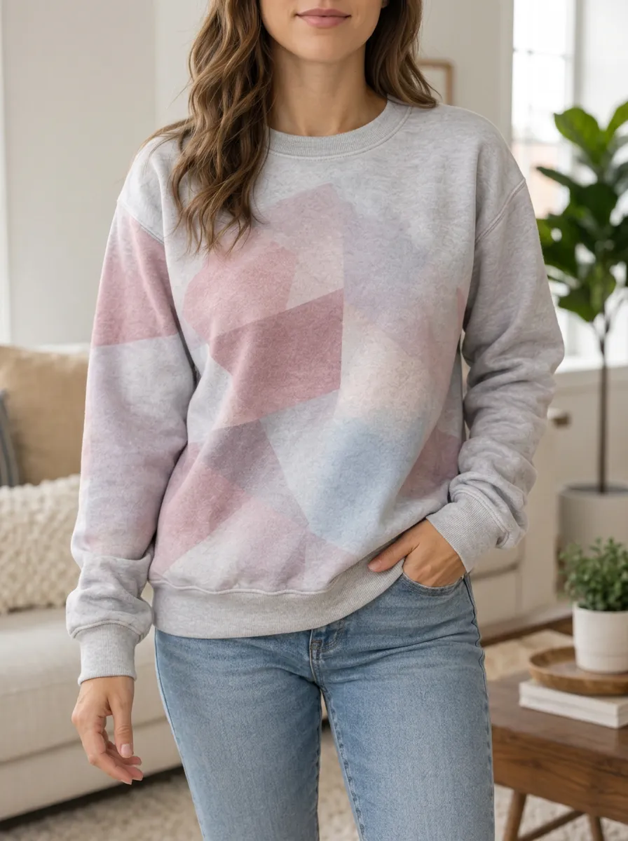 Women's Geometric Print Crewneck Sweatshirt Crew Neck Graphic Print