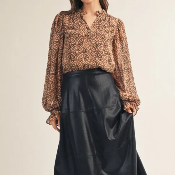 Puff Sleeves Chiffon Blouse