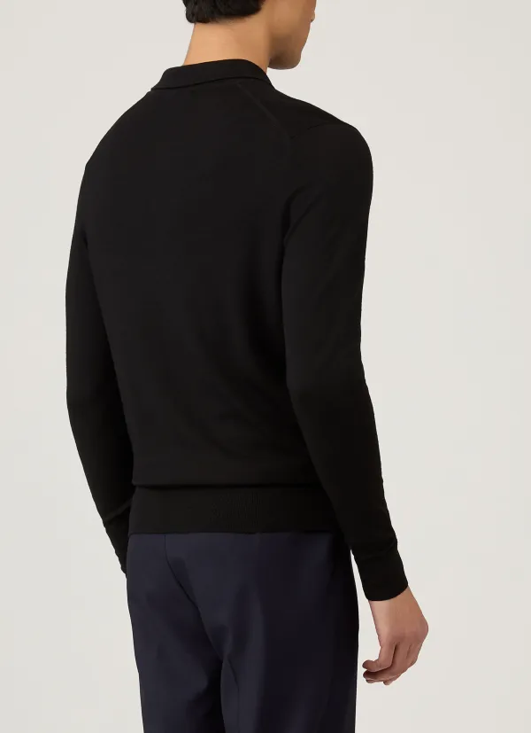 Refined Everyday Regular Fit Merino Knit Long Sleeve Polo Shirt