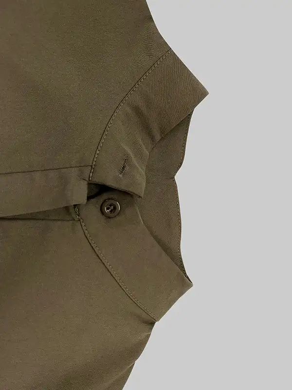Lange Mouwen Losse Knopen Geen Riem Effen Kleur