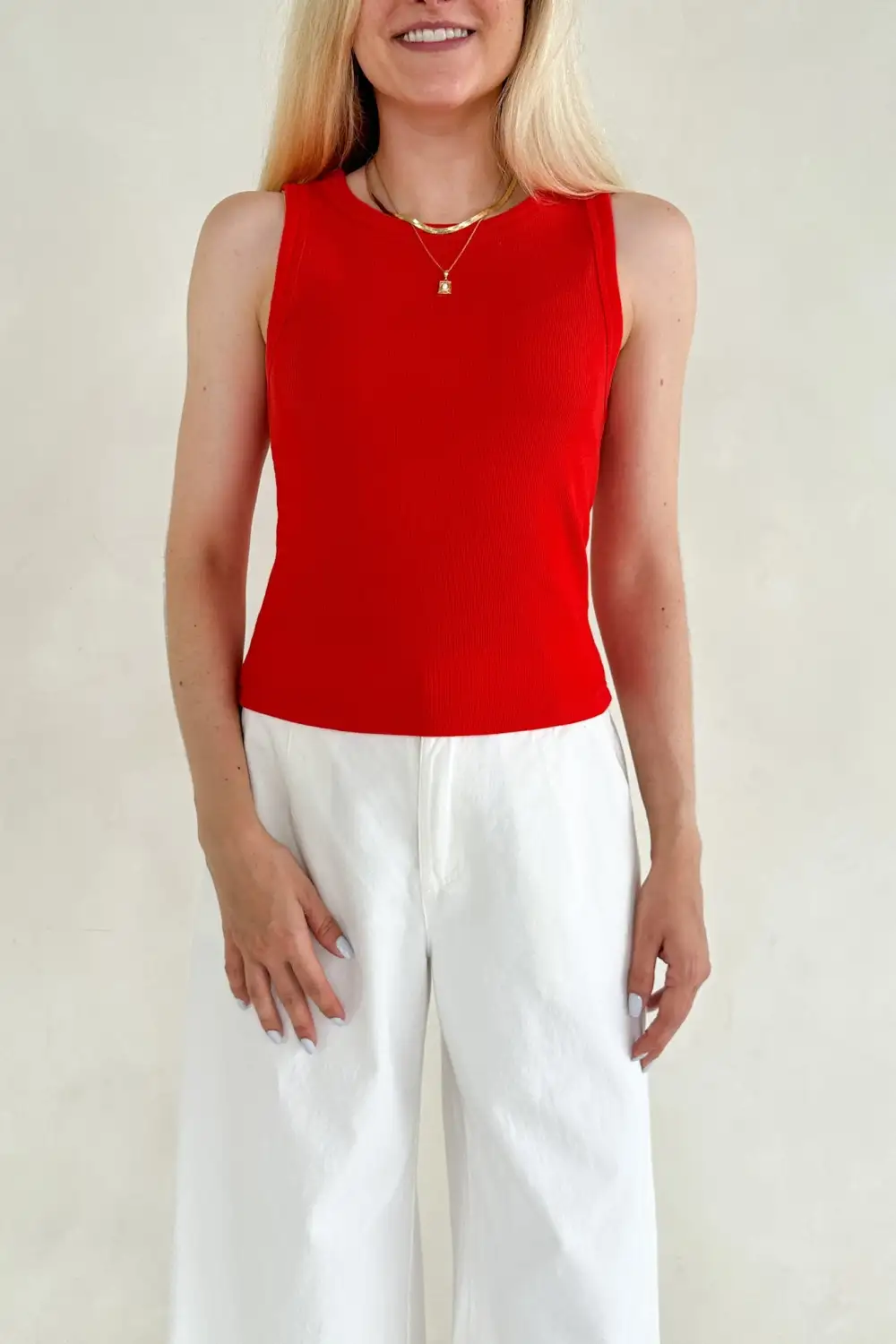 Draped Soft Ribbed Tank Top