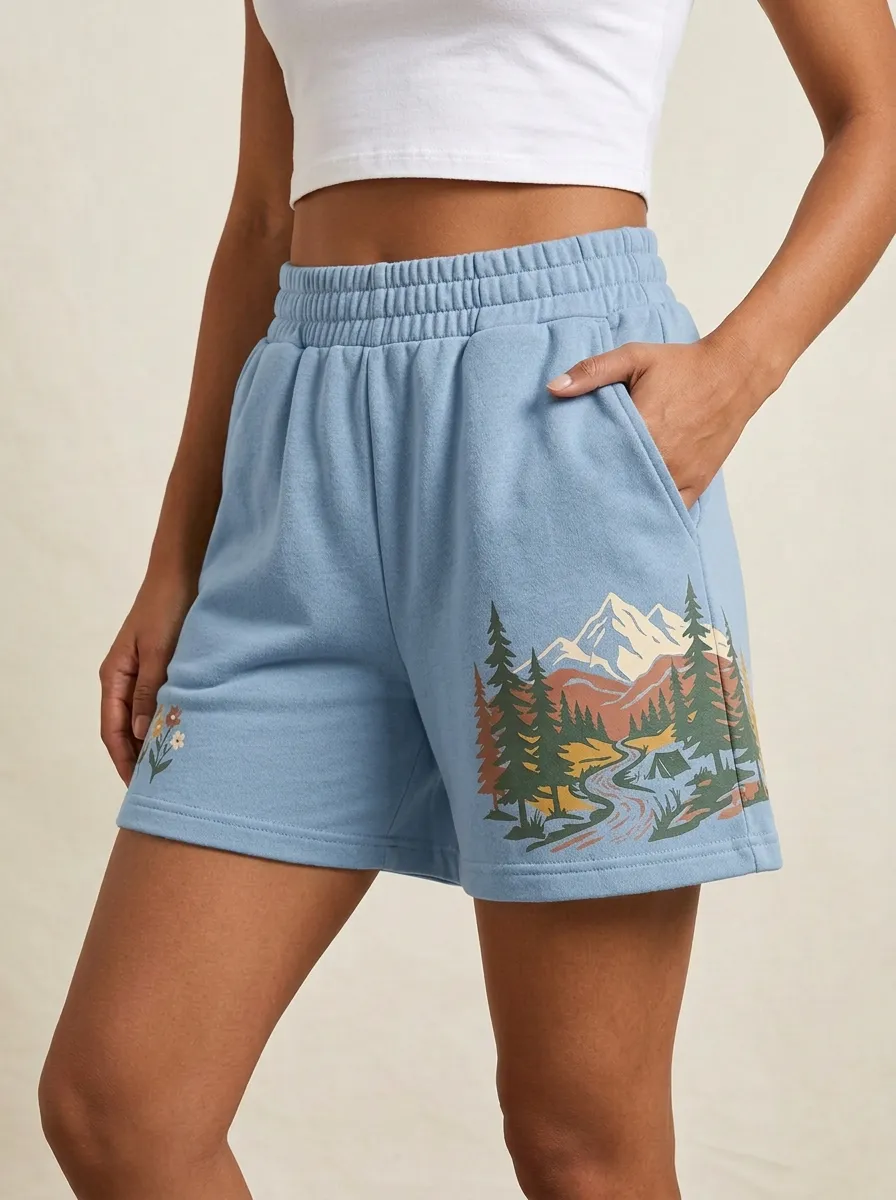 Women's Nature Lover Mountain Forest Camping Printed Shorts