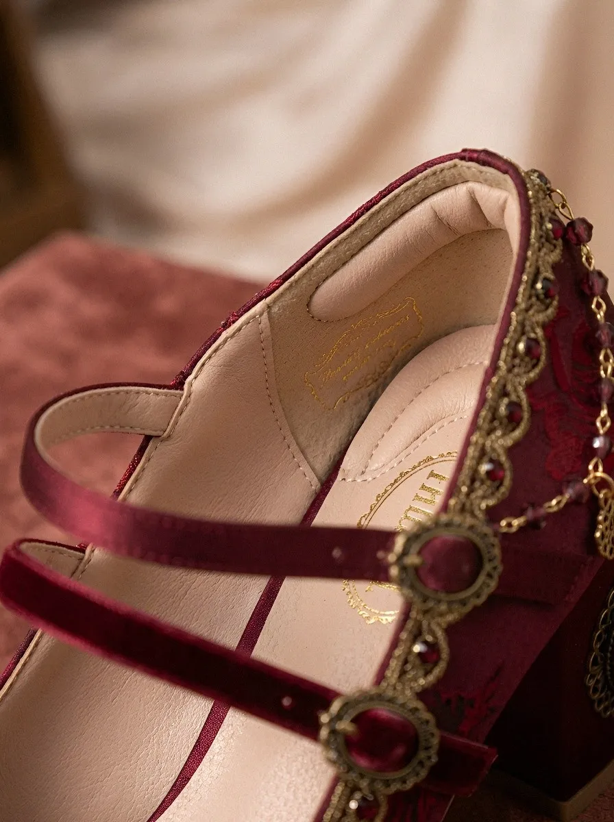 Mary Jane Pearl Floral Women's Bavarian Occasion Heels