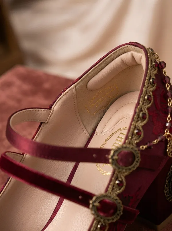 Mary Jane Pearl Floral Women's Bavarian Occasion Heels