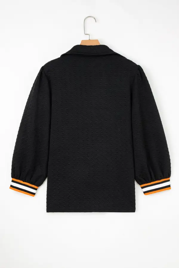 Striped Patchwork Textured Pullover Sweatshirt