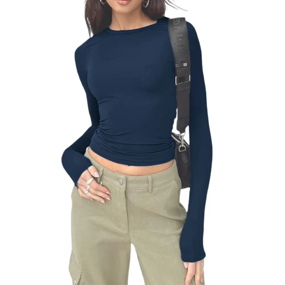 Women's Solid Long Sleeve Sports Tee