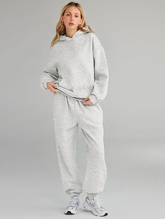 🔥Last day promotion⏰Womens's 2025 2 Piece Outfits Lounge Hoodie Sweatsuit Sets Oversized Sweatshirt Baggy Fall Fashion Sweatpants with Pockets