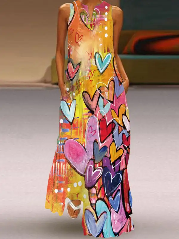 Heart Neck Maxi Dress
