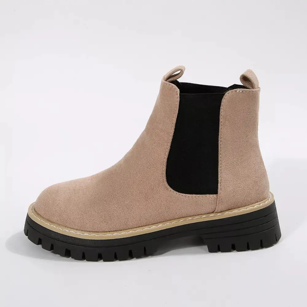 Layered Round Toe Block Heels Boots