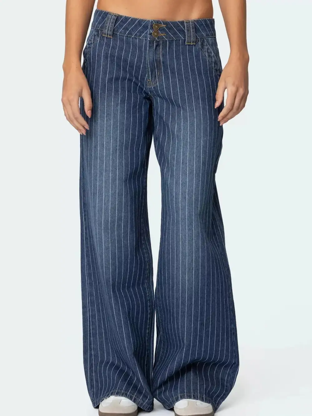 Wide Leg Round Neck Denim Jeans
