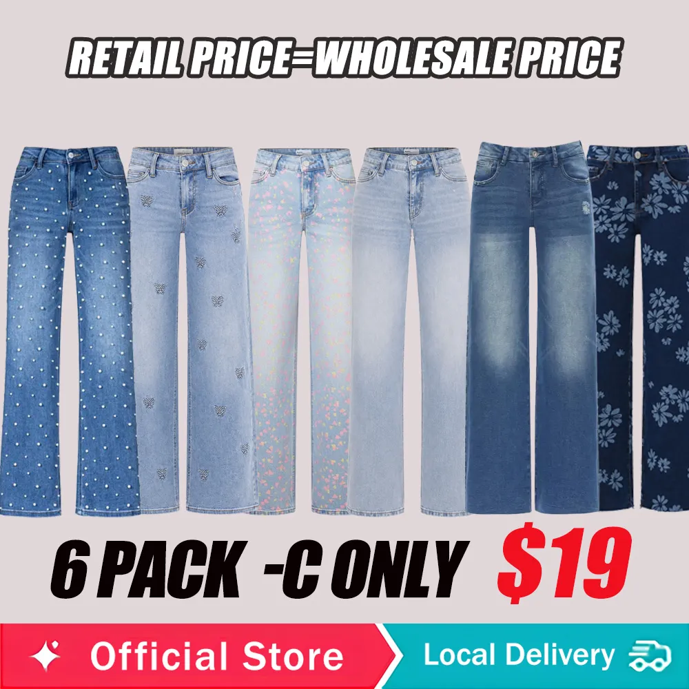 Mid-Low Waist Loose Stretch Wide Leg Jeans