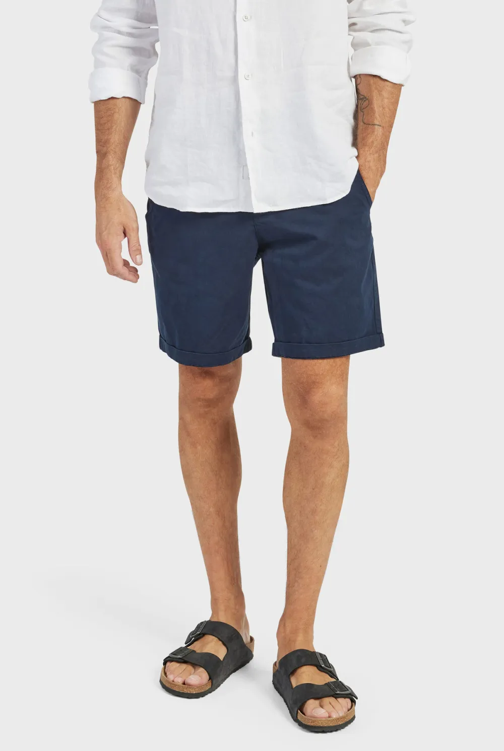 Charcoal Cotton Tailored Shorts