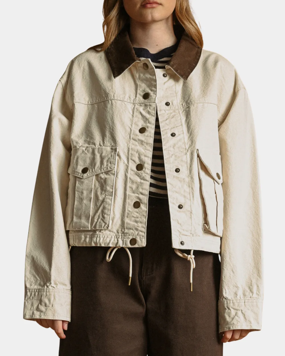 Relaxed Contrast Collar Utility Jacket