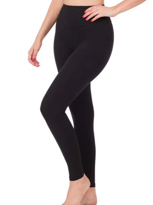 High Waist Cotton Stretch Leggings