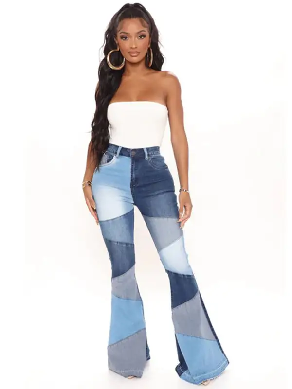 Flare Leg Washed Denim Jeans