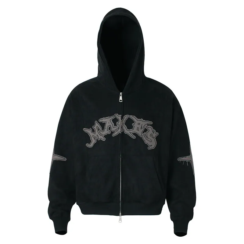 Gothic Embroidered Double-Zip Hoodie