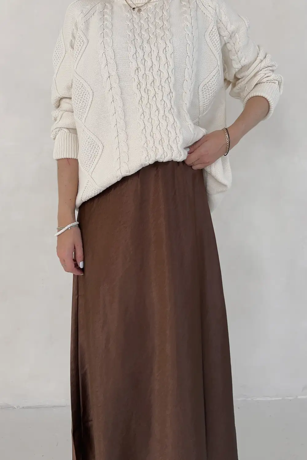 Pull On Soft Satin Skirt
