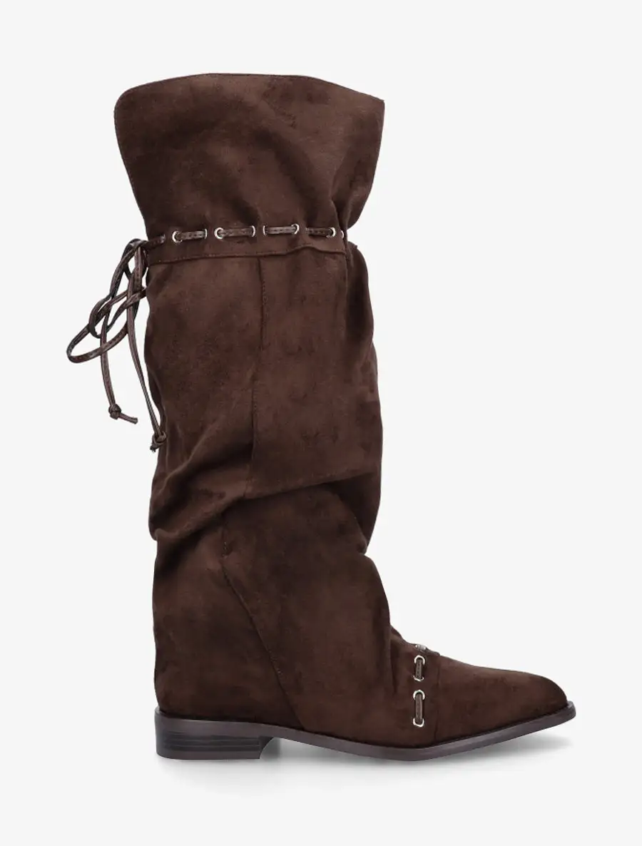Classic Refined Block Heel Faux Suede Knee High Boots