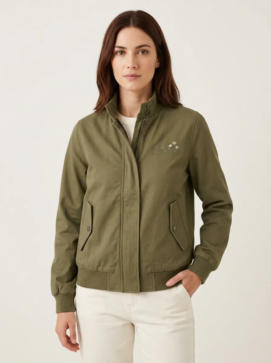 Women's Mountain Flower Printed Bomber Jacket