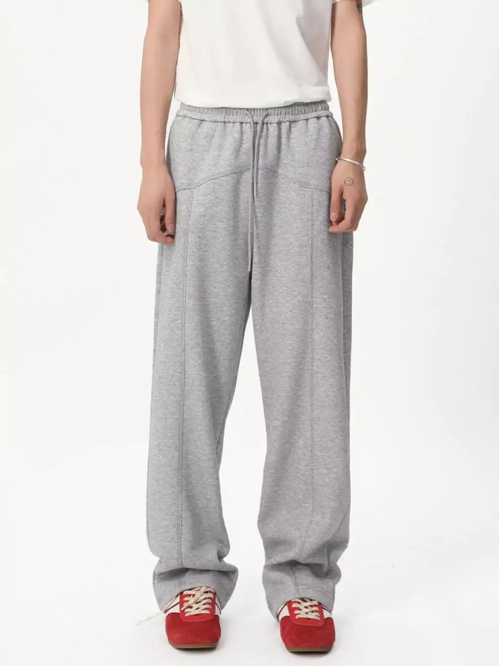 Textured Men's Wide Leg Drawstring Pants