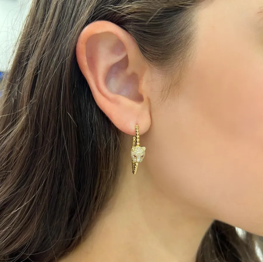 Delicate Sculpted Gem Detail Hoop Earrings