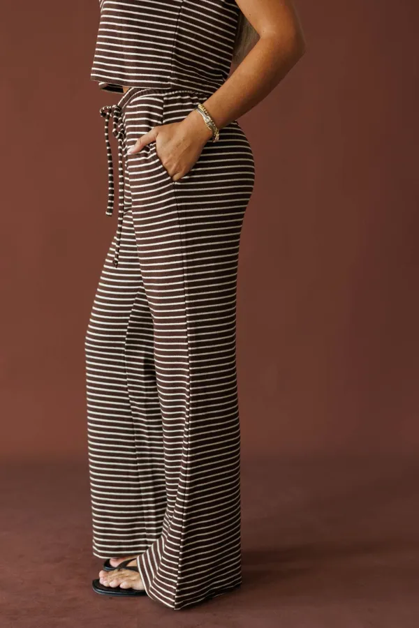 Striped Drawstring Flared Pants