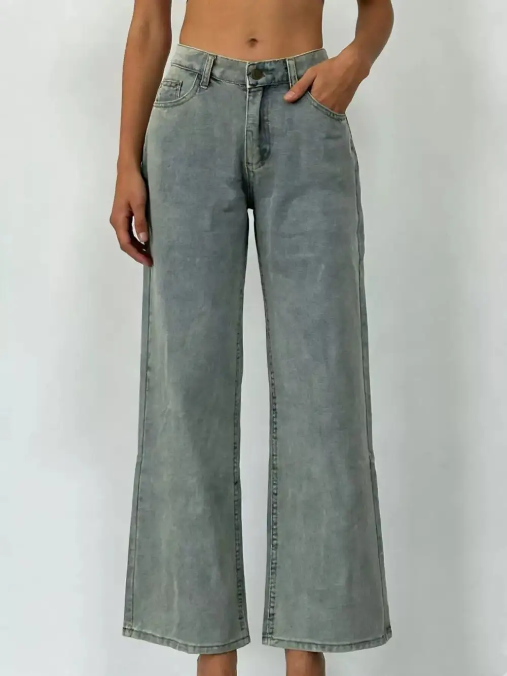 Everyday Wide Leg Washed Denim Jeans